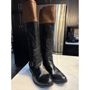 Arizona Jean Co Black Brown Equestrian Riding Boots Women's 9.5M Knee High 17"